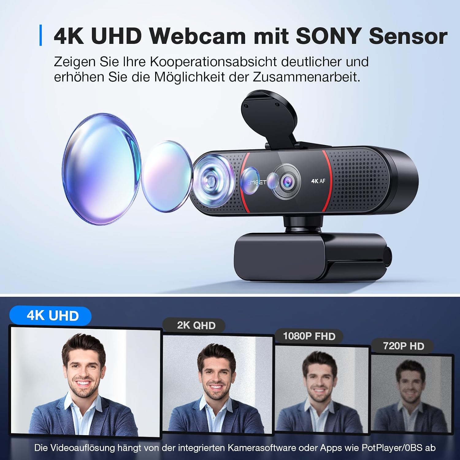 Detalle 2 de EMEET C960 4K Webcam für PC