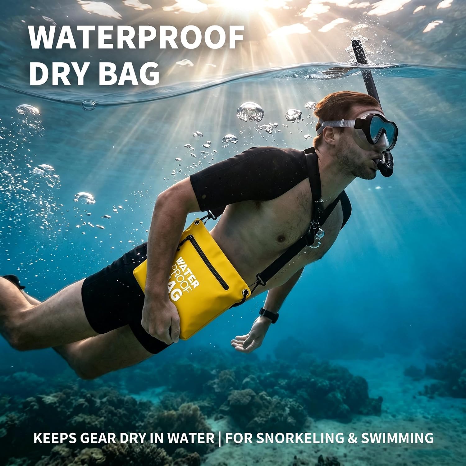 Detalle de BLUEVER Borsa Impermeabile a Tracolla con Cerniera Ermetica – Dry Bag 4L giallo