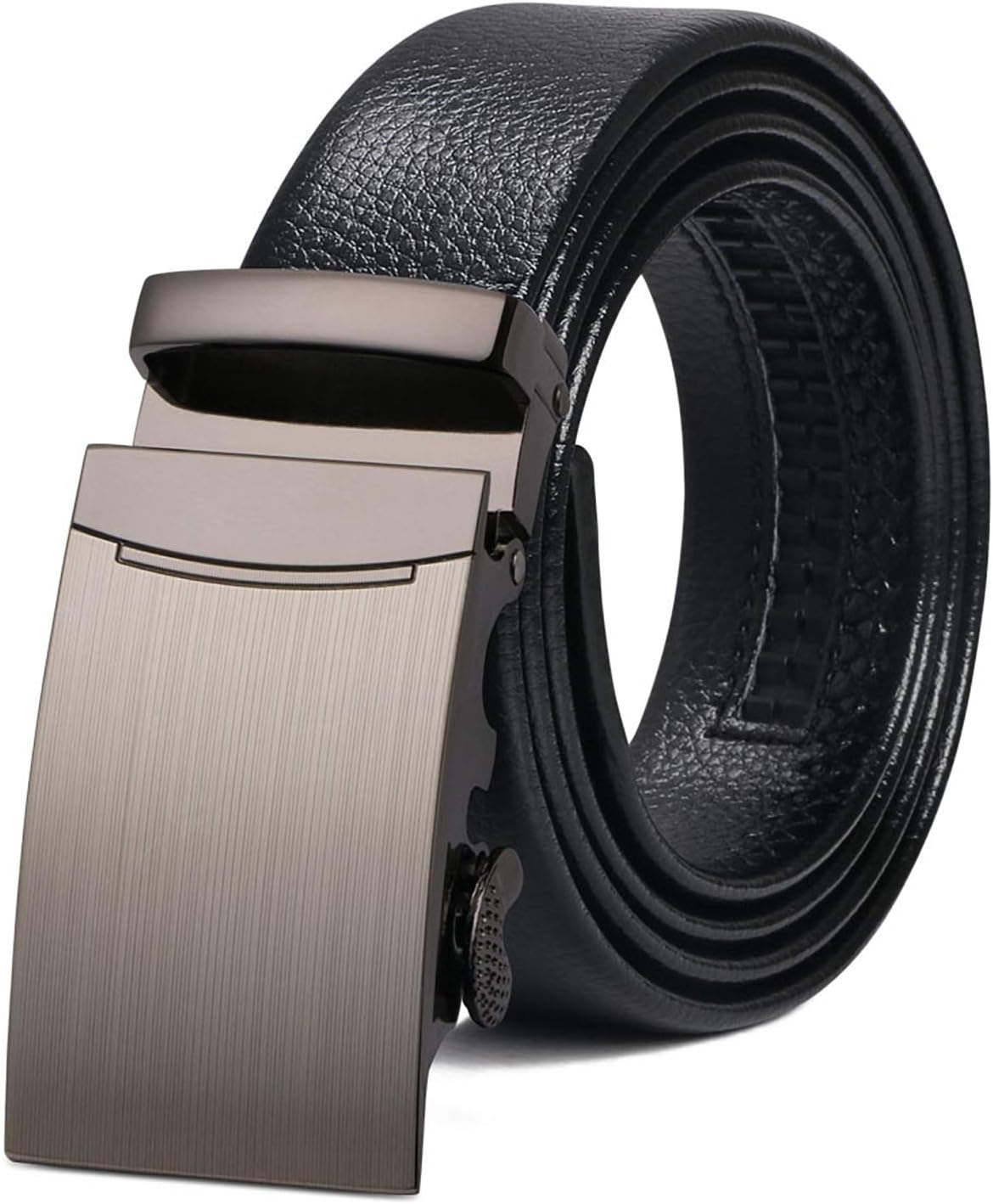 Detalle de flintronic Herren-Gürtel aus Leder mit Automatik-Schließe, 3,5 cm Breite – Schwarz (inkl. Schlüsselbund & Geschenkbox)