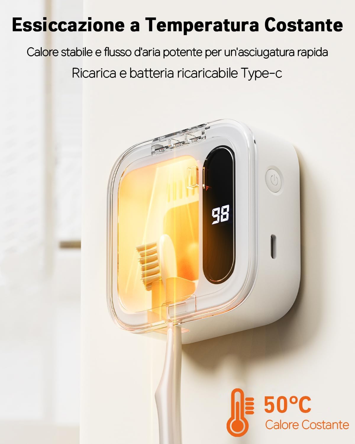 Thumbnail 2 de Dosevita Sterilizzatore per Spazzolini da Denti Doppia UV-C e UV-A con Supporto a Parete