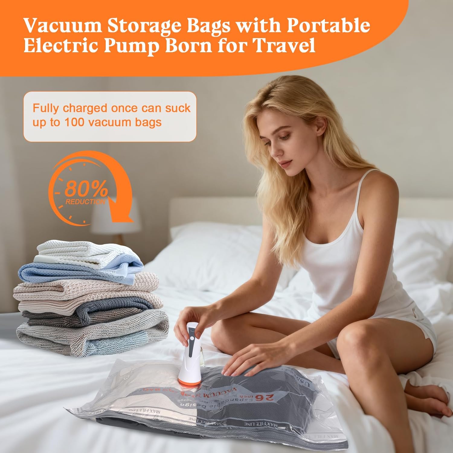 Thumbnail 5 de Vacuum Storage Bags for Travel with Electric Pump – 12 Pack