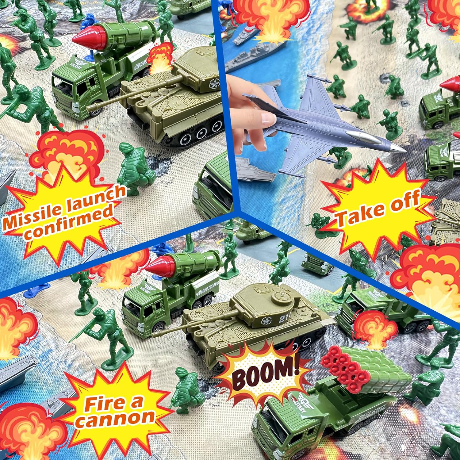 Detalle de TALGIC Army Men Playset (Large Set) with 80 Action Figures, Battle Mat, Tanks & Vehicles