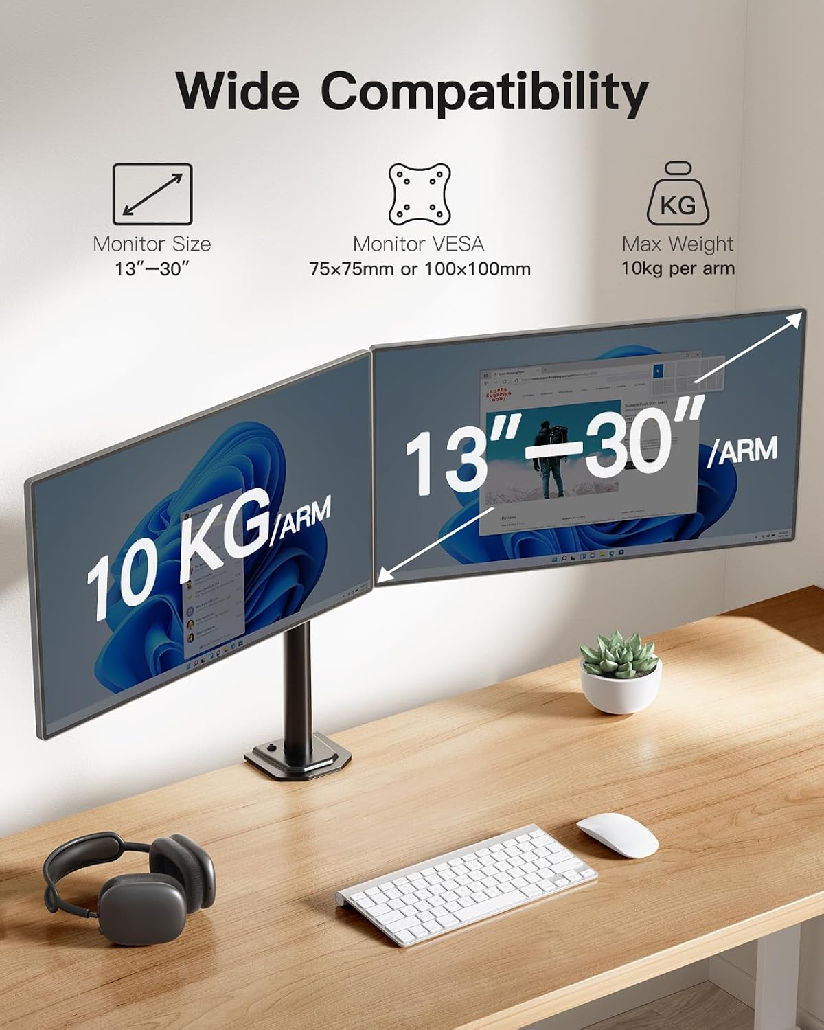 Thumbnail 1 de HUANUO Doppelmonitorarm 13–30 Zoll