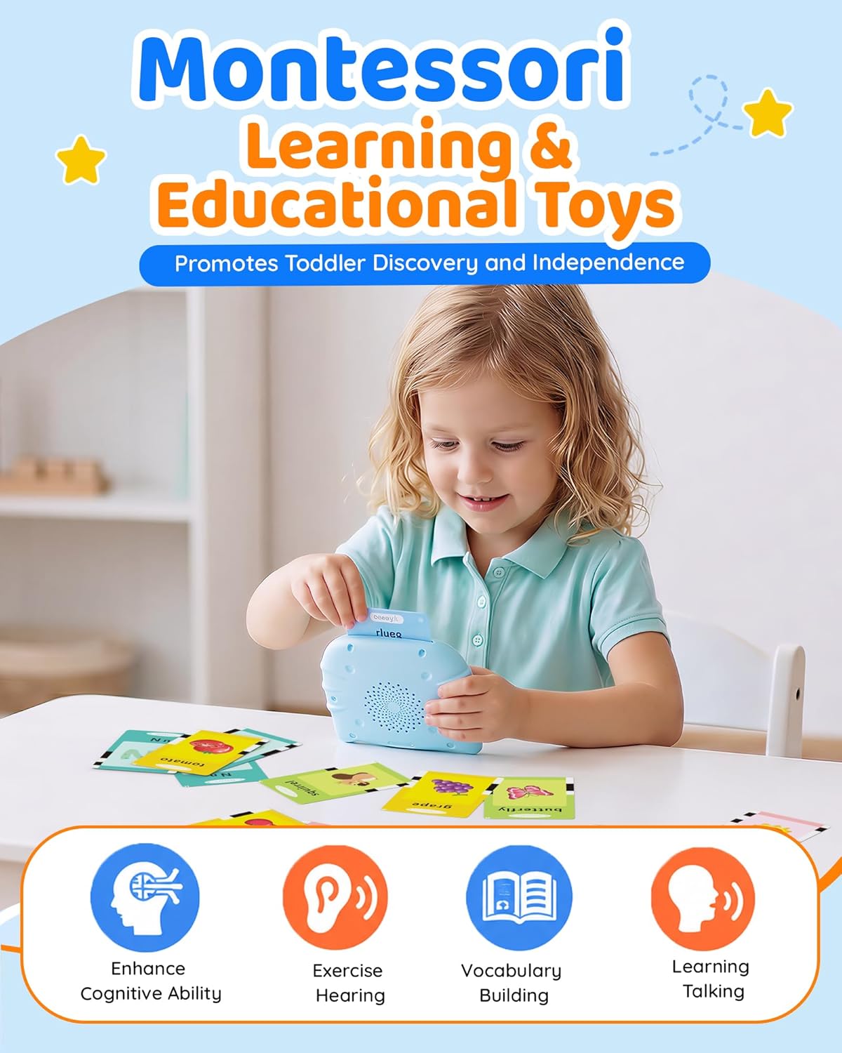 Thumbnail 5 de Aullsaty Toddler Talking Flash Cards 248