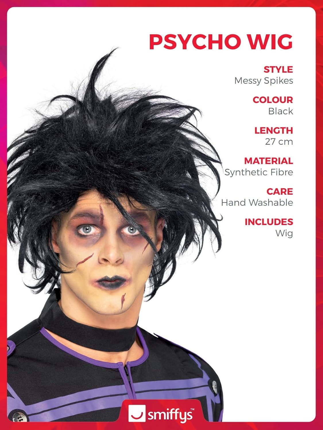 Detalle de Smiffys Psycho Wig perruque noire đ