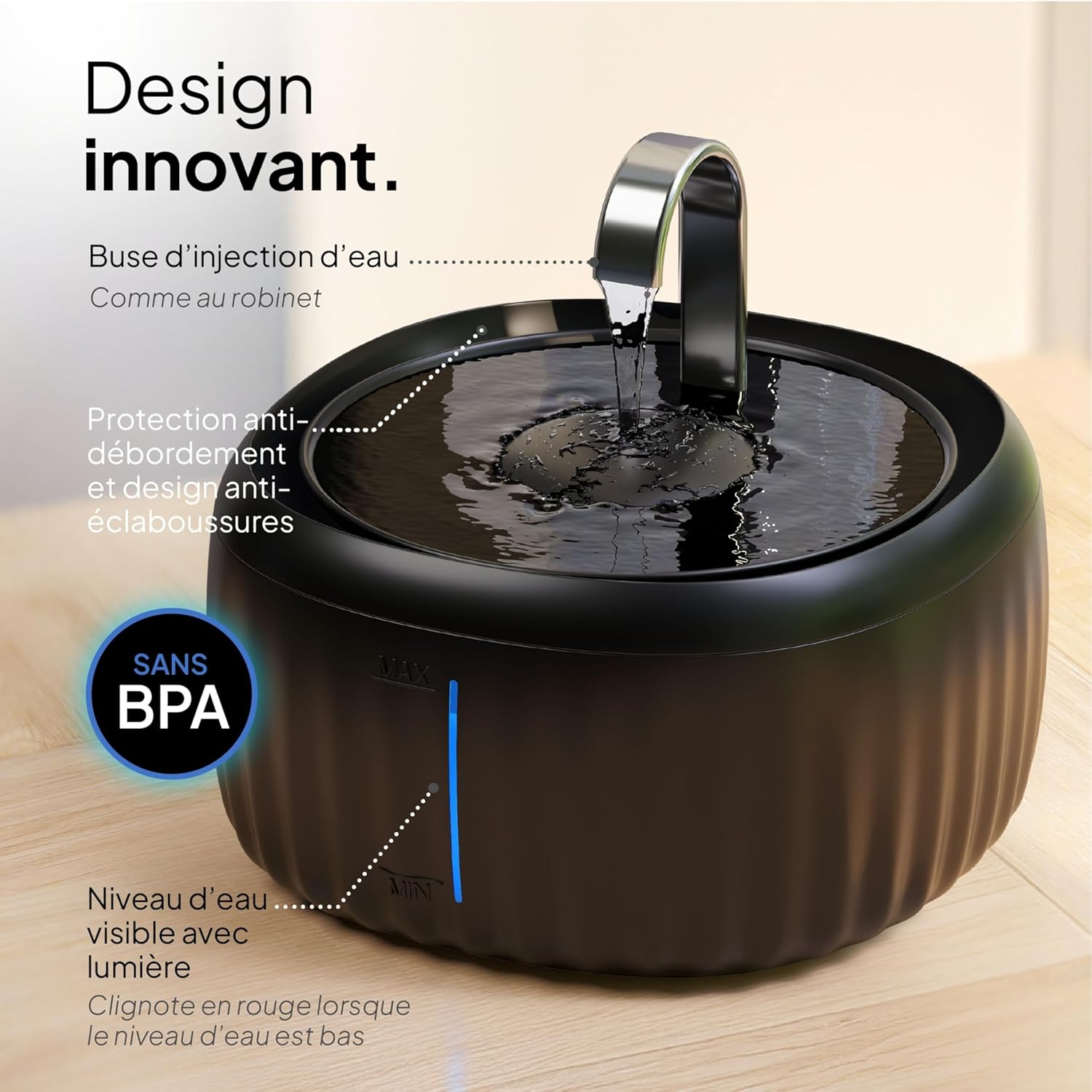 Thumbnail 1 de Pretty Paw Aqua Flow – Fontaine à eau pour chat 3L silencieuse avec filtration au charbon actif