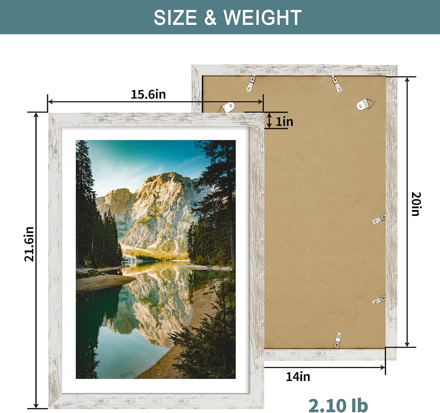 Detalle 2 de iRahmen 14x20 Rustic Wood Picture Frame Set