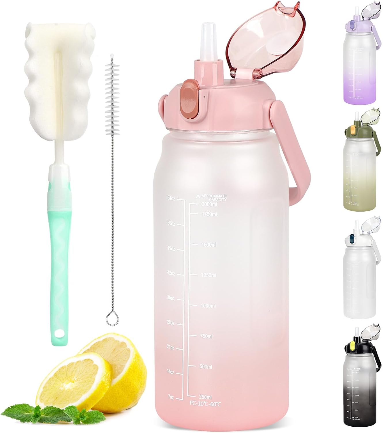 Detalle de GXCROR 2L Leakproof Water Bottle with Straw – BPA Free, Anti-Rupture
