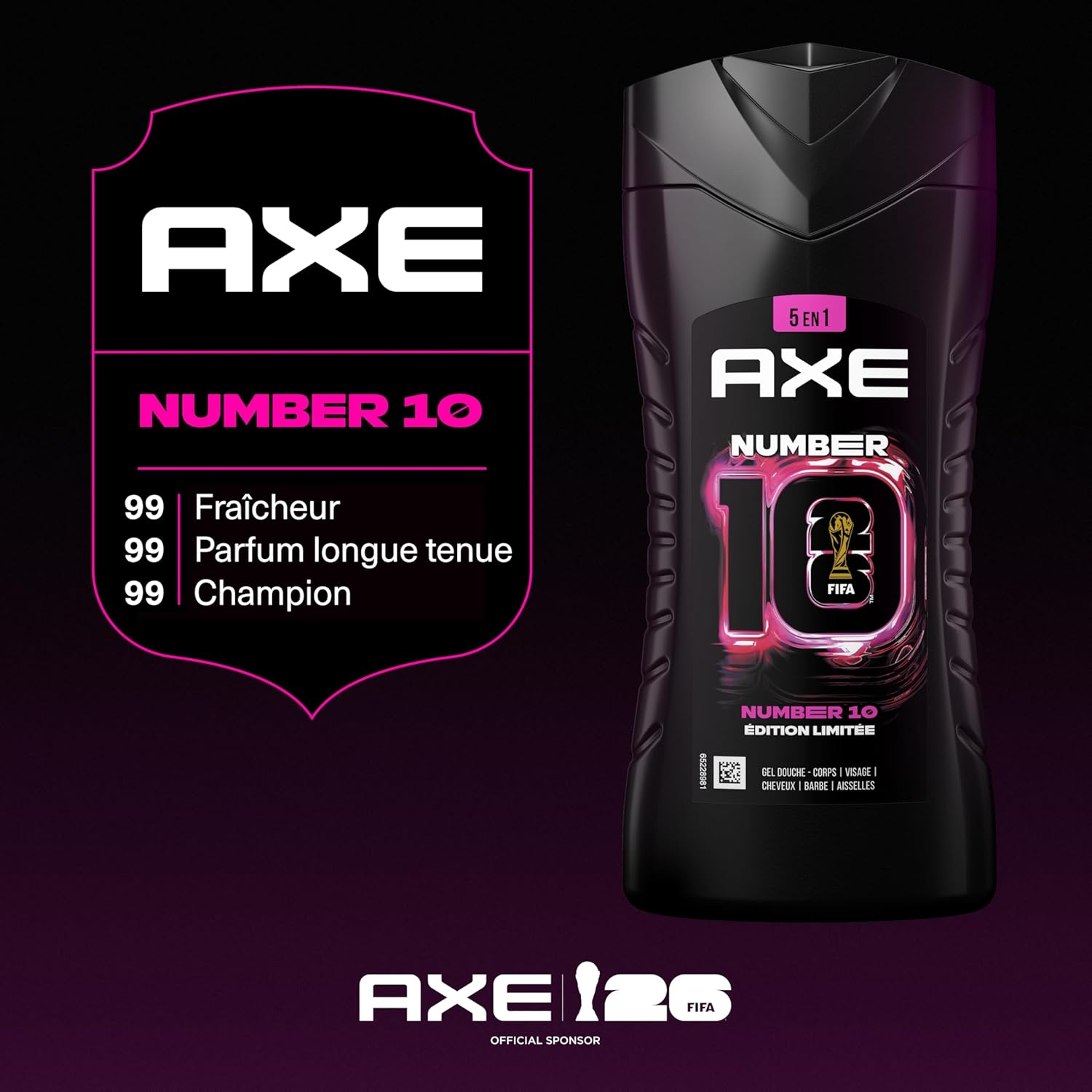 Detalle de AXE Gel Douche Homme 5en1 Numéro 10 – Lot de 2x250 ml, Pamplemousse & Menthe Aquatique