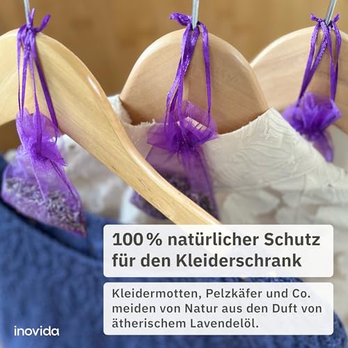 Detalle de Inovida Lavendel Duftsäckchen Kleiderschrank – 20x getrockneter Lavendel, Mottenabwehr & Duft