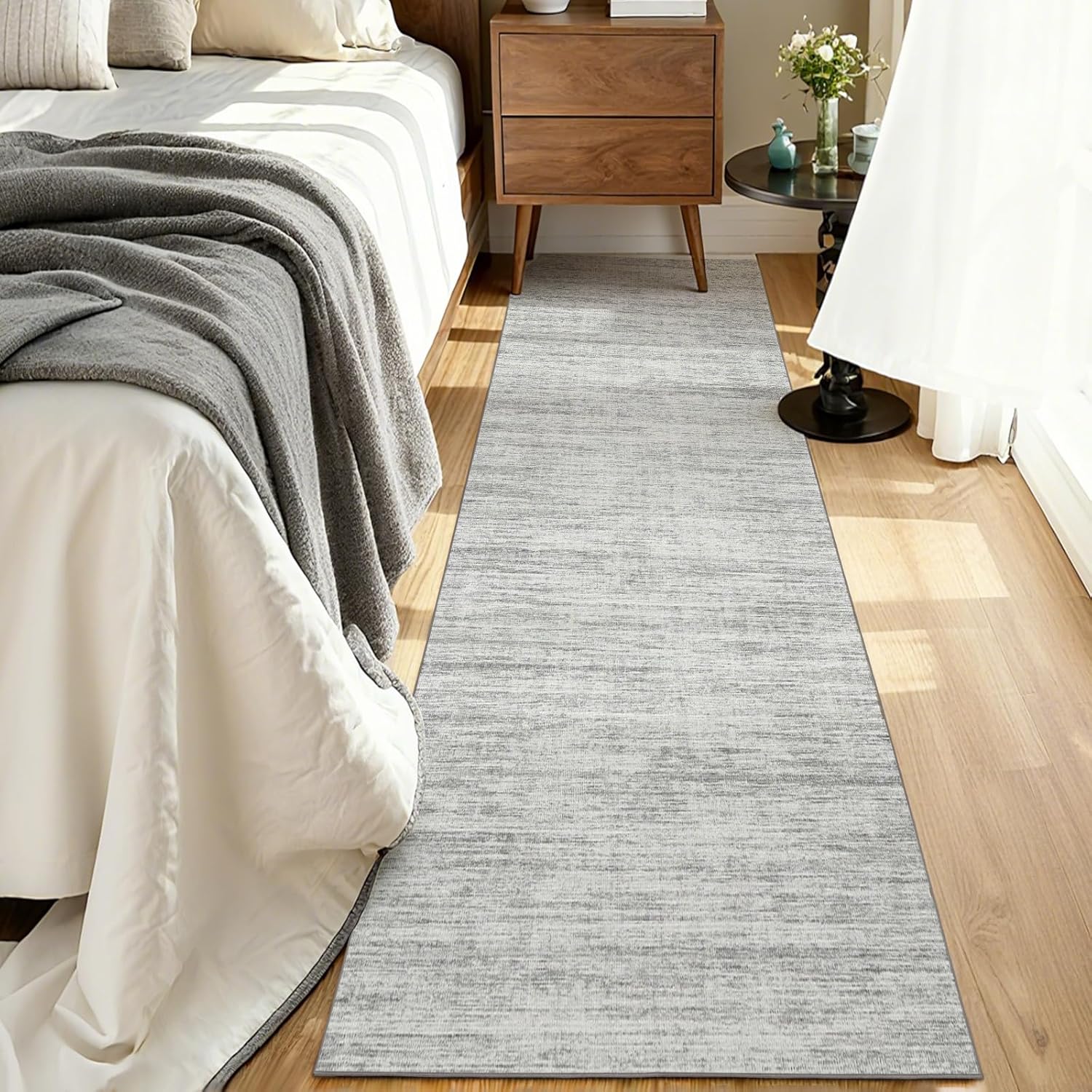 Thumbnail 5 de Runners for Hallways 2x8: Modern Abstract Non-Slip Washable Runner Rug (Grey, 2'x8')