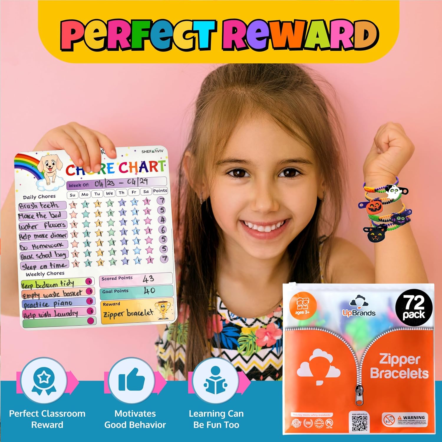 Detalle 1 de UpBrands 72-Pack Halloween Fidget Zipper Bracelets with Spooky Charms
