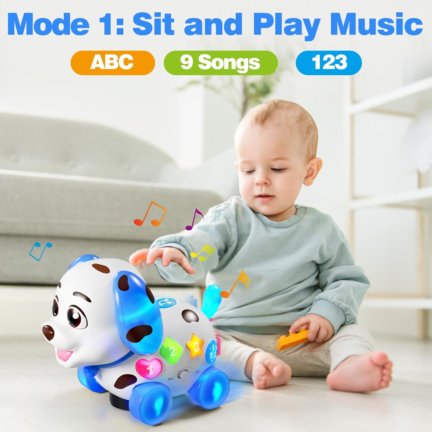 Thumbnail 2 de Musical Puppy Toys 3-in-1 for 1 Year Old: Crawling & Walking Baby Toy (Blue)