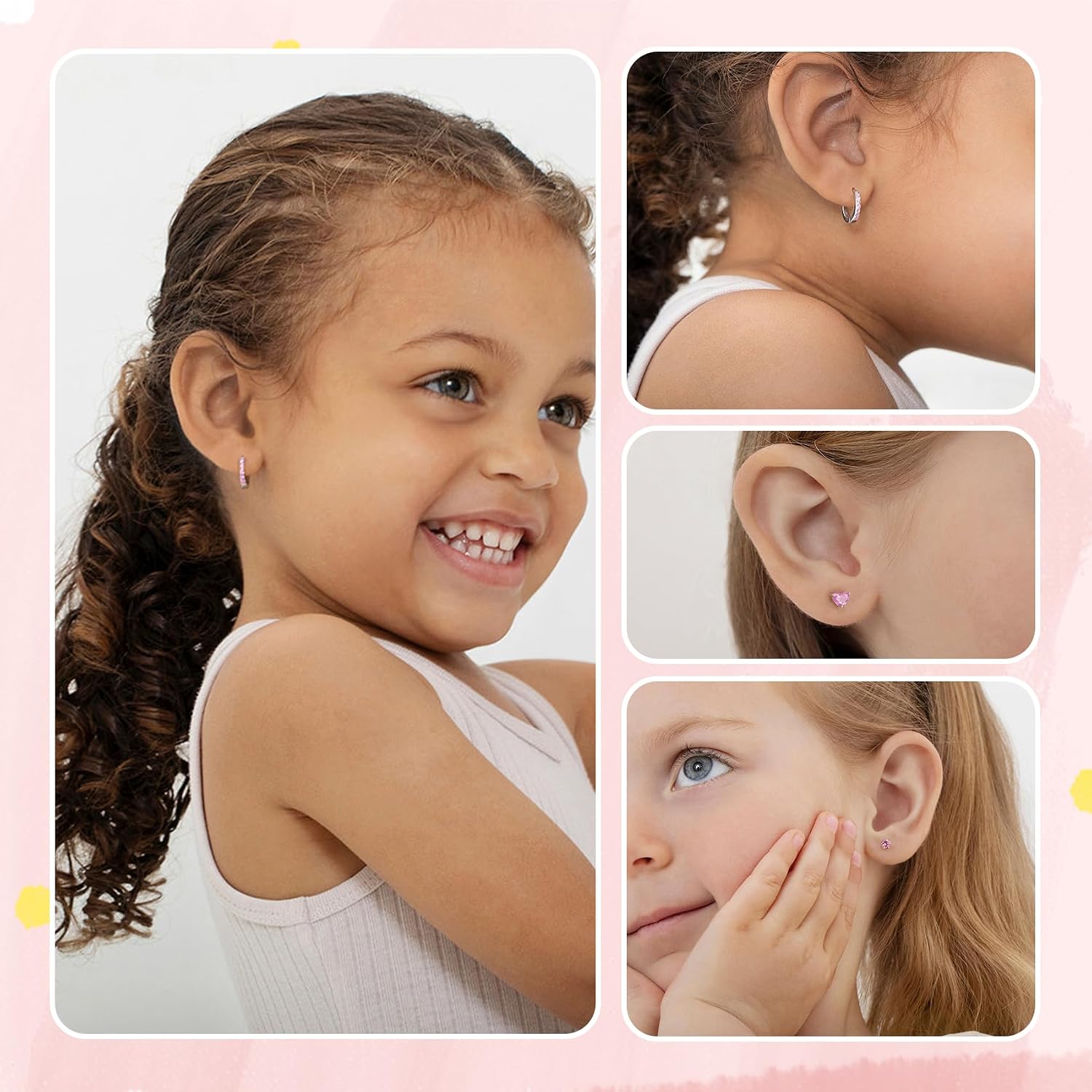 Thumbnail 2 de 6 Pairs Huggie Hoop Earrings for Girls by RANKEEF – 925 Sterling Silver, Hypoallergenic, 6 Styles