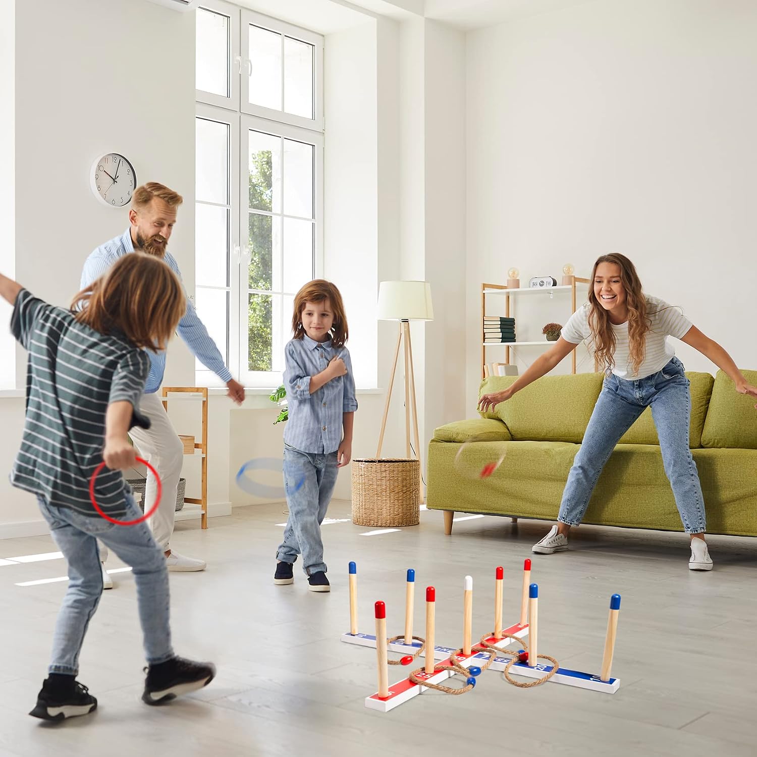 Detalle de U&C Planet Large Quoits – 10 Rope Rings, 10 Plastic Rings & Carry Bag