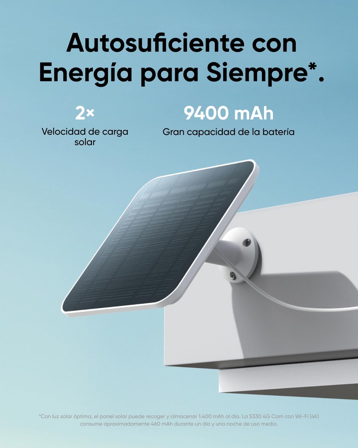 Detalle 2 de eufy CAM S330 4K panel solar 4G camara exterior