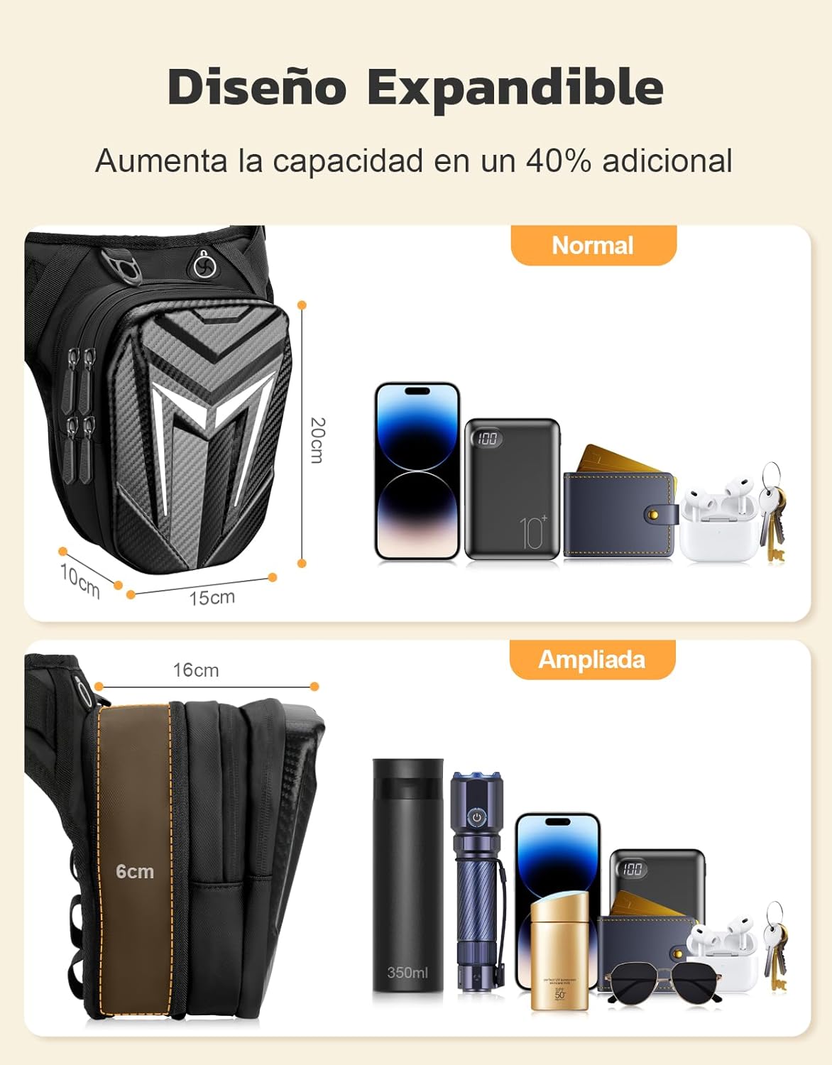 Thumbnail 3 de Mohard Pernera Moto Riñonera 40% Expansible