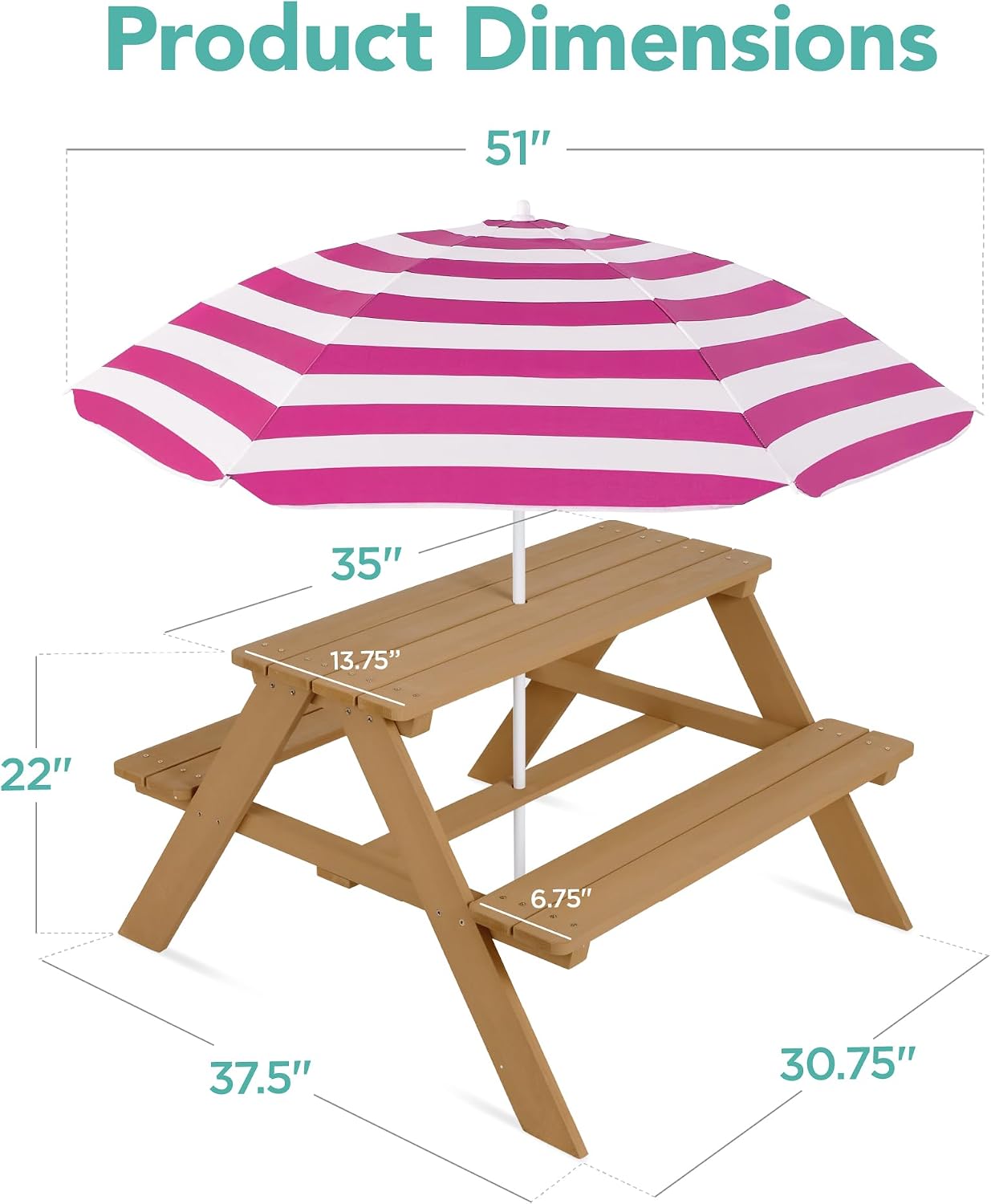 Thumbnail 1 de Best Choice Products Kids Picnic Table Hemlock Wood