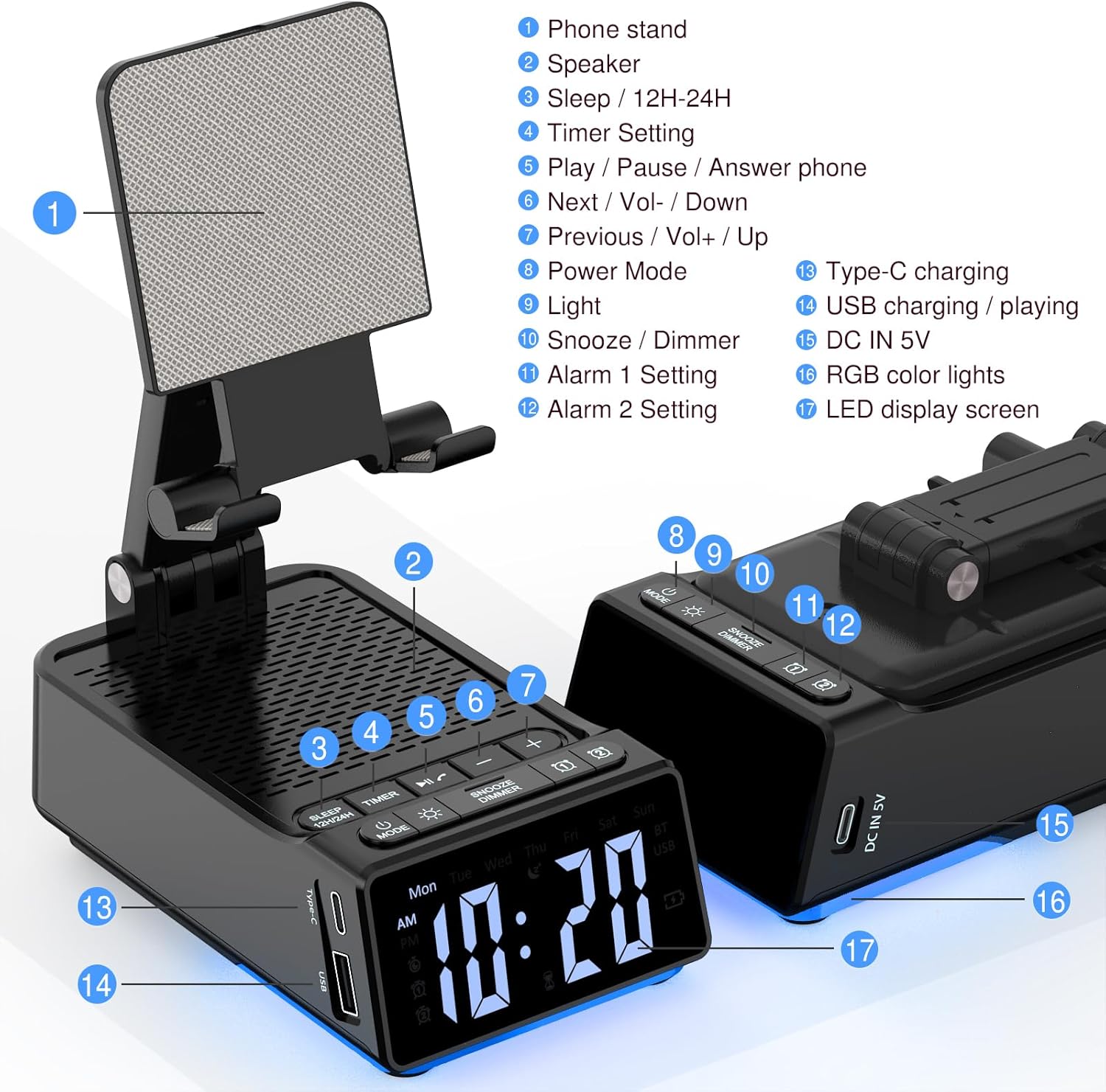 Thumbnail 6 de ZOOI Bluetooth Speaker with Clock & Stand