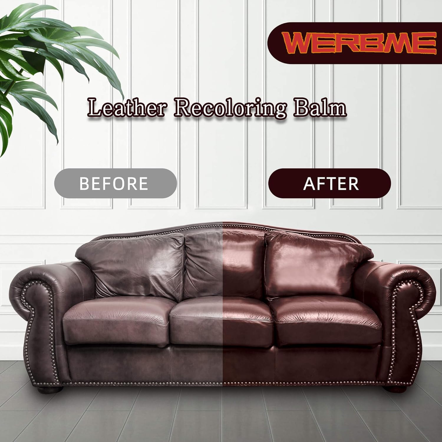 Thumbnail 1 de WERBME Leather Recoloring Balm & Color Restorer (Dark Brown) — multipurpose dye and paint for faded leather
