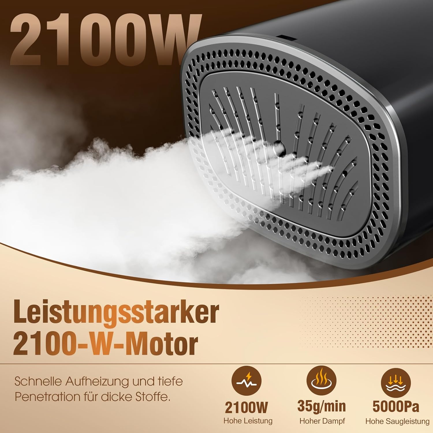 Thumbnail 3 de Ropilly Dampfglätter mit Saugfunktion (2100 W) Reisebügeleisen mit 5000 Pa Saugkraft