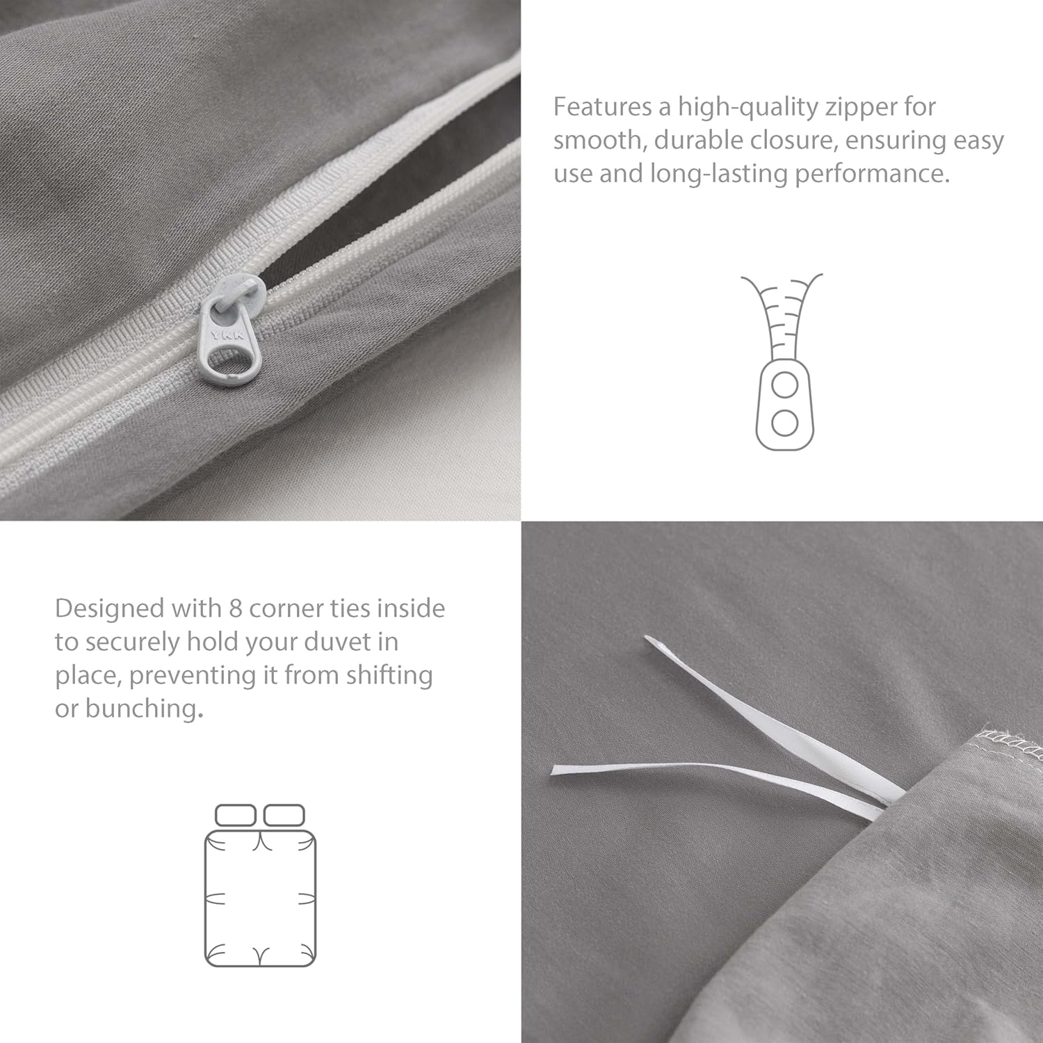 Thumbnail 3 de HeimenAogo Egyptian Cotton Duvet Cover Set King – 3pc, 600TC, Zipper Closure, All-Season Comfort
