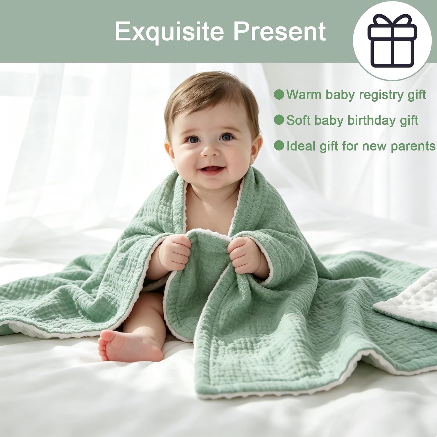 Detalle 2 de Muslin Baby Blanket Set, 40 x 40 Inches