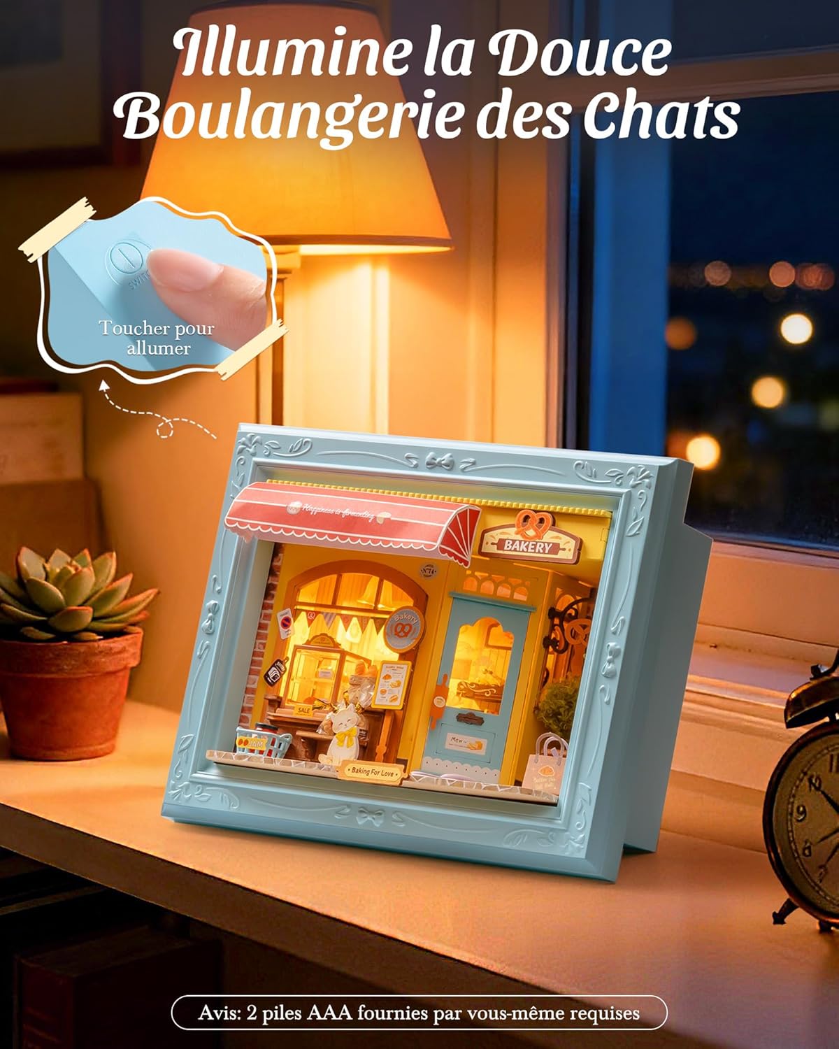 Thumbnail 4 de Rolife DIY Miniature Maison Boulangerie Fluffy Cat – Puzzle 3D en bois emboîtable 146 pièces avec LED tactile