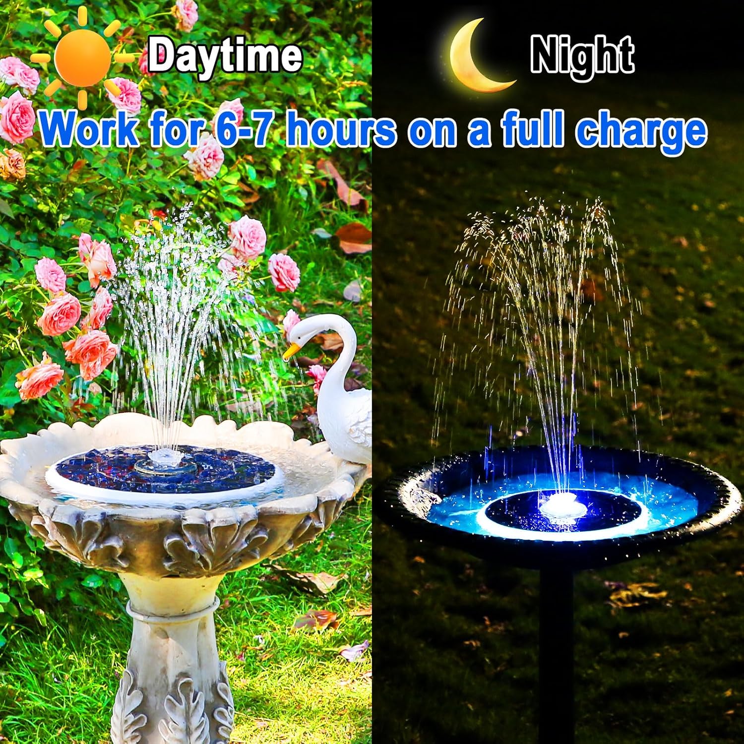 Thumbnail 3 de AISITIN 6.5W Solar Water Fountain with 7 LED Colour Lights and 3000mAh Battery