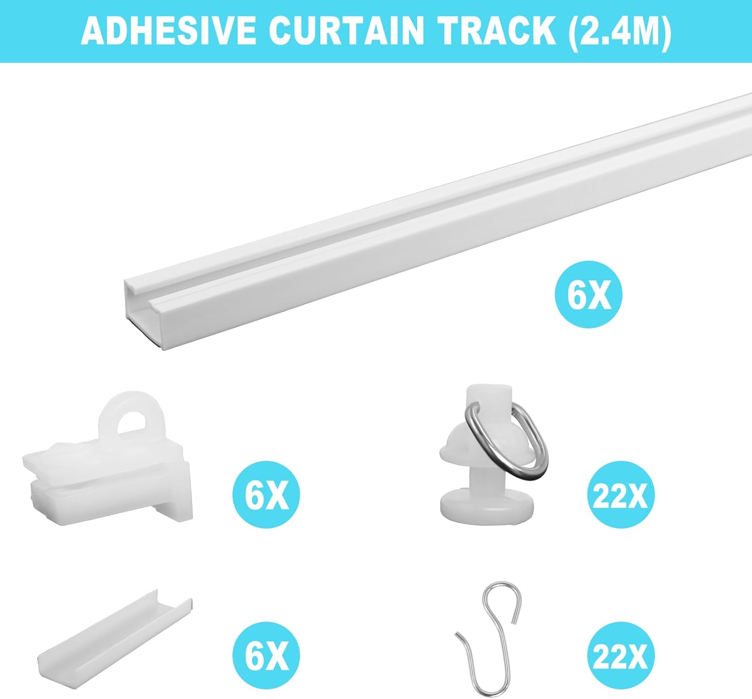 Thumbnail 1 de Poweka tringle à rideaux adhésive sans perçage (2,4 m) pour plafonds et murs