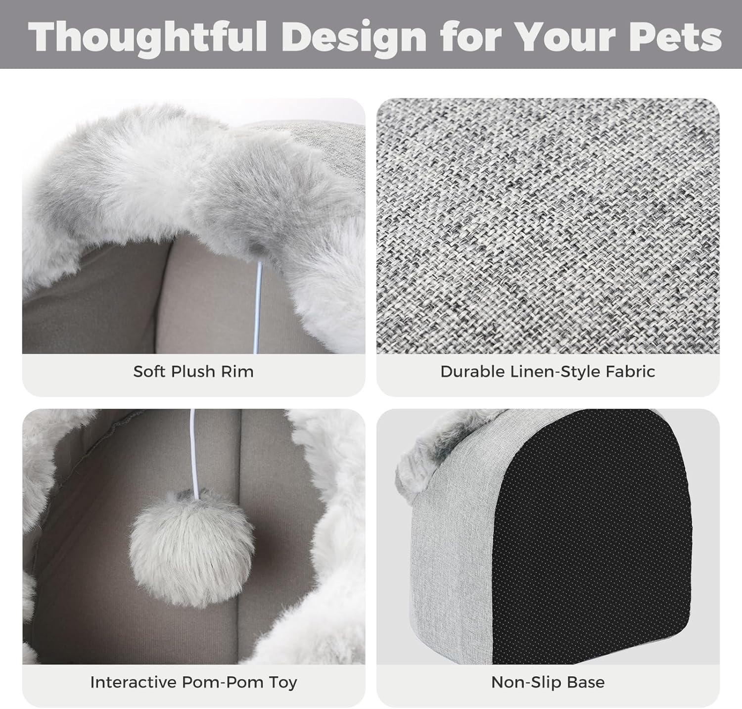 Detalle 2 de Avont Cat Bed Cave for Indoor Cats (Medium/Large) – Semi-Enclosed Comfort With Removable Washable Cushion