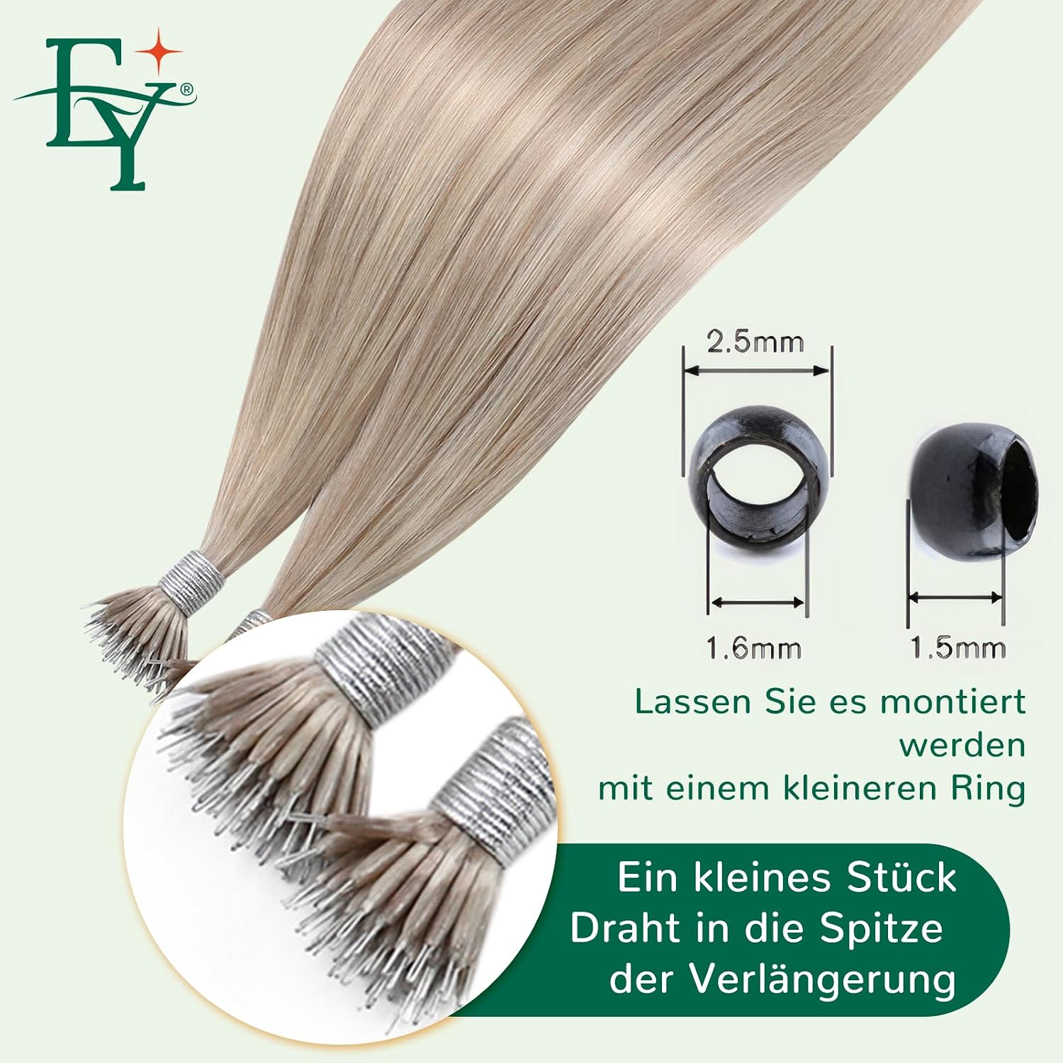Detalle 2 de Easyouth Nano Ring Extensions 50 g Echthaar