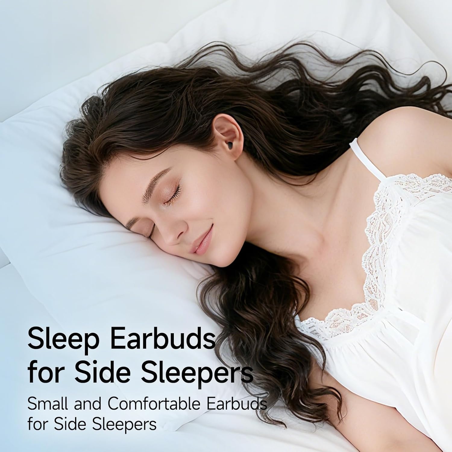 Detalle de sunvito Sleep Headphones (Black) – mini Bluetooth 5.4 sleep earphones for side sleeping