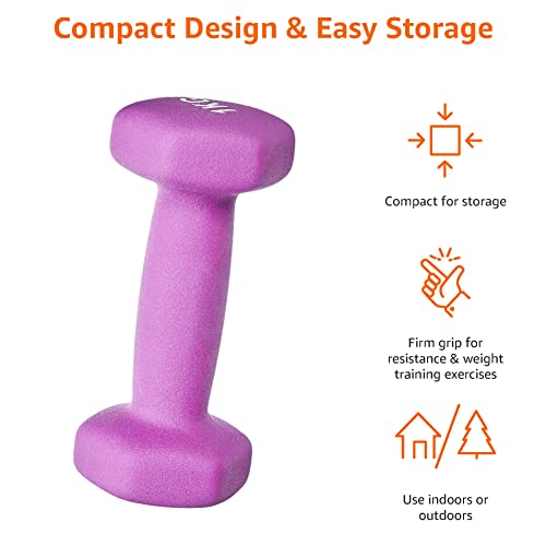 Detalle de Amazon Basics Neoprene Dumbbell Pair, 2 kg, Pink
