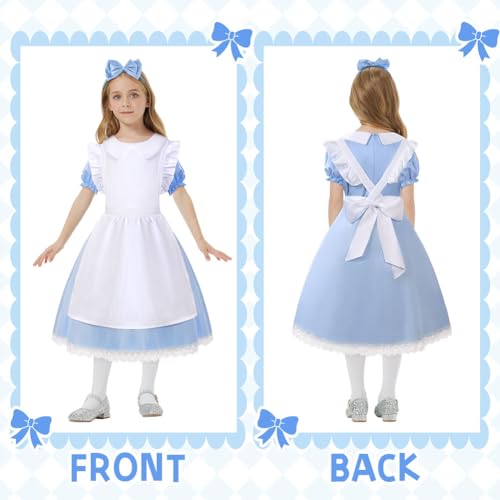 Thumbnail 3 de Aomig Vestido de Alicia en el País de las Maravillas Azul, Disfraz de Princesa Niña con Delantal y Diadema para Halloween, Cumpleaños, Carnaval