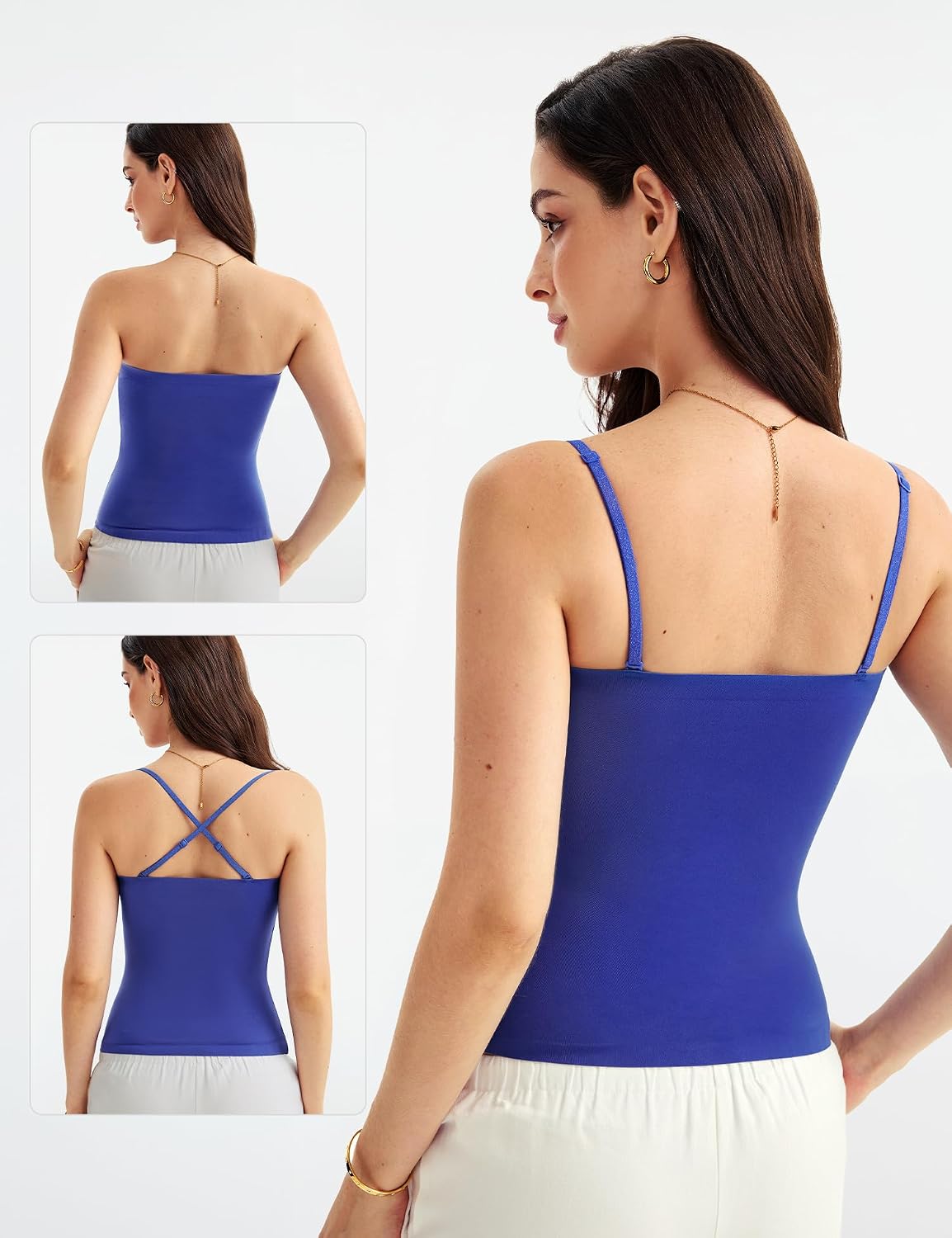 Detalle 1 de Lehoba Built-In Bra Tank Top for Women, Double-Lined Padded Cami
