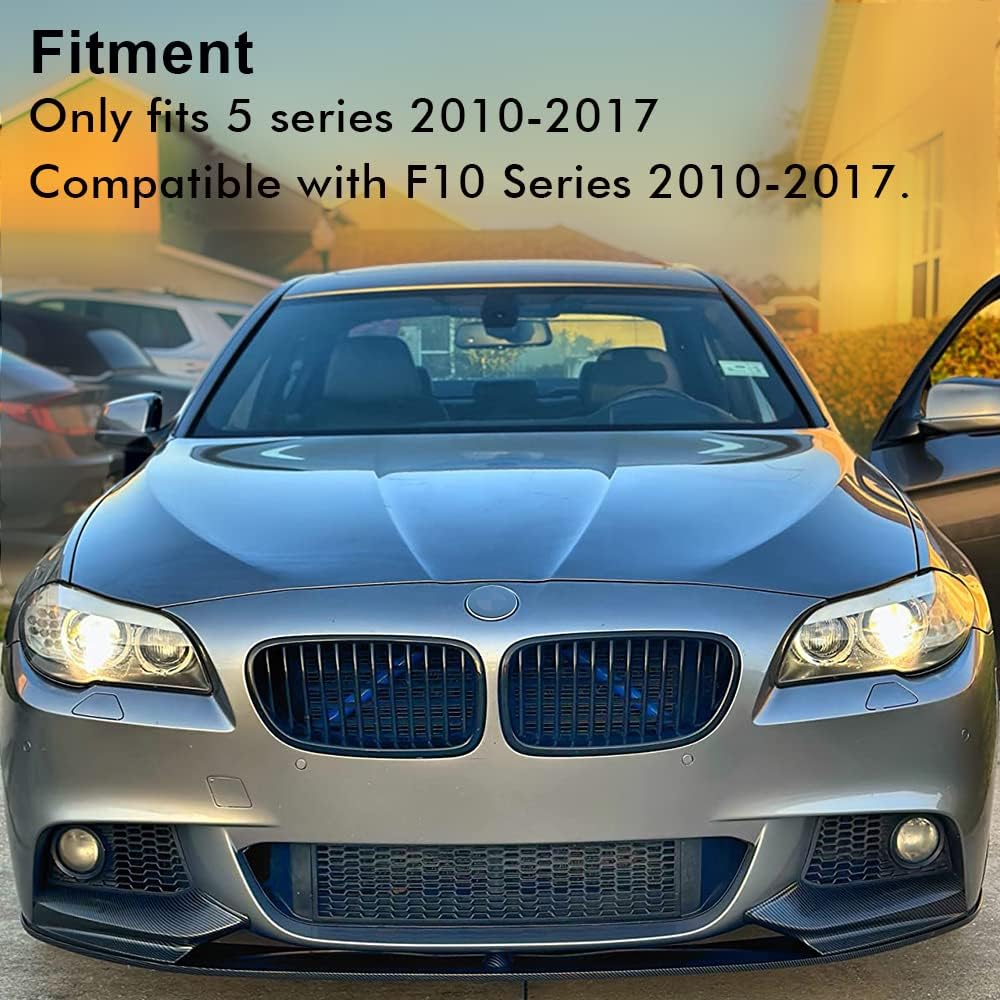 Thumbnail 3 de YZYUN V-Brace grille insert trim stripes for BMW 5 Series F10/F11/F07 (2010–2017) – front grill support protector covers, 2pcs