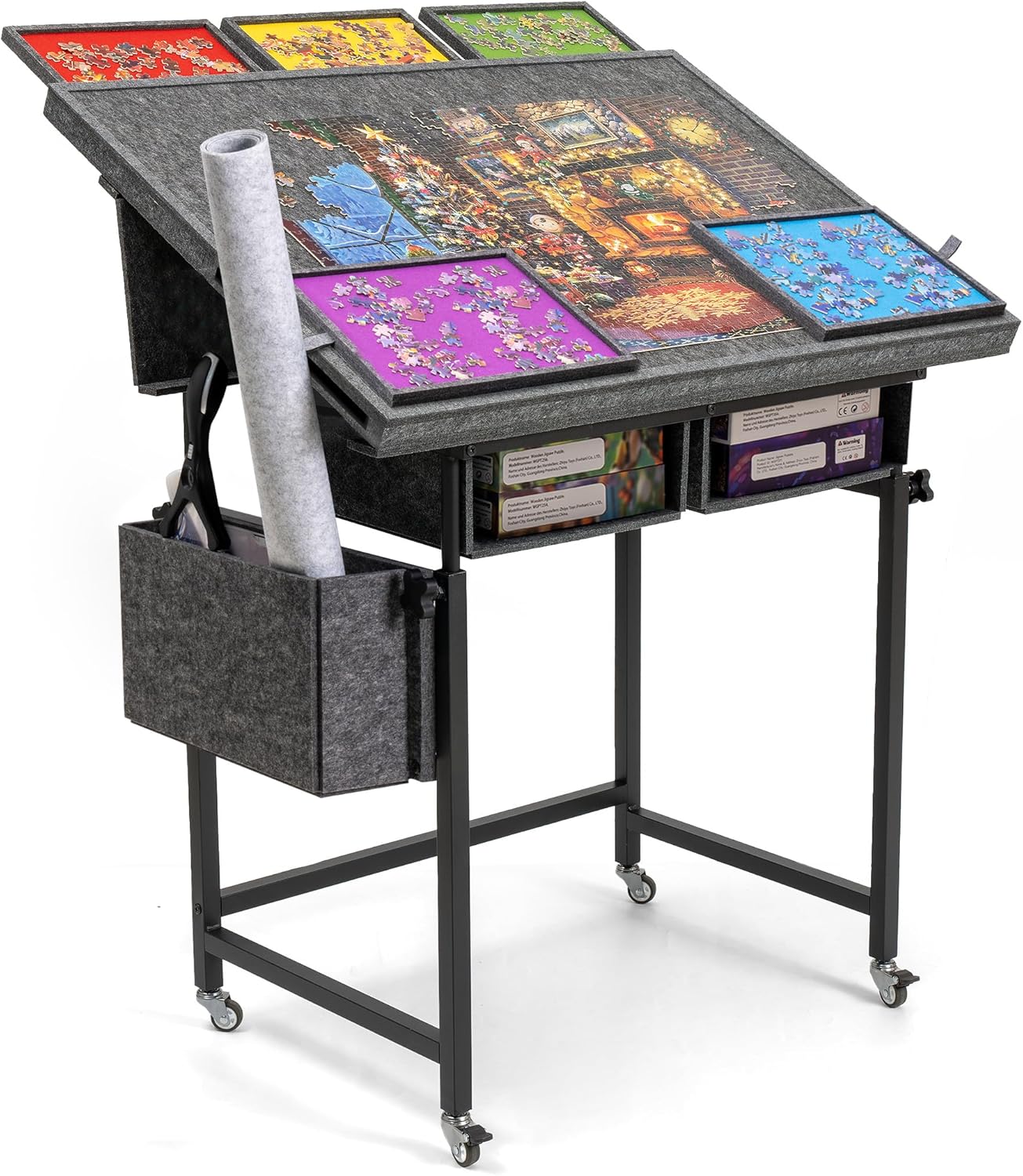 Detalle de Lavievert 1500 Piece Tilting Puzzle Table with 5 Drawers & Cover – Adjustable, Portable Jigsaw Board