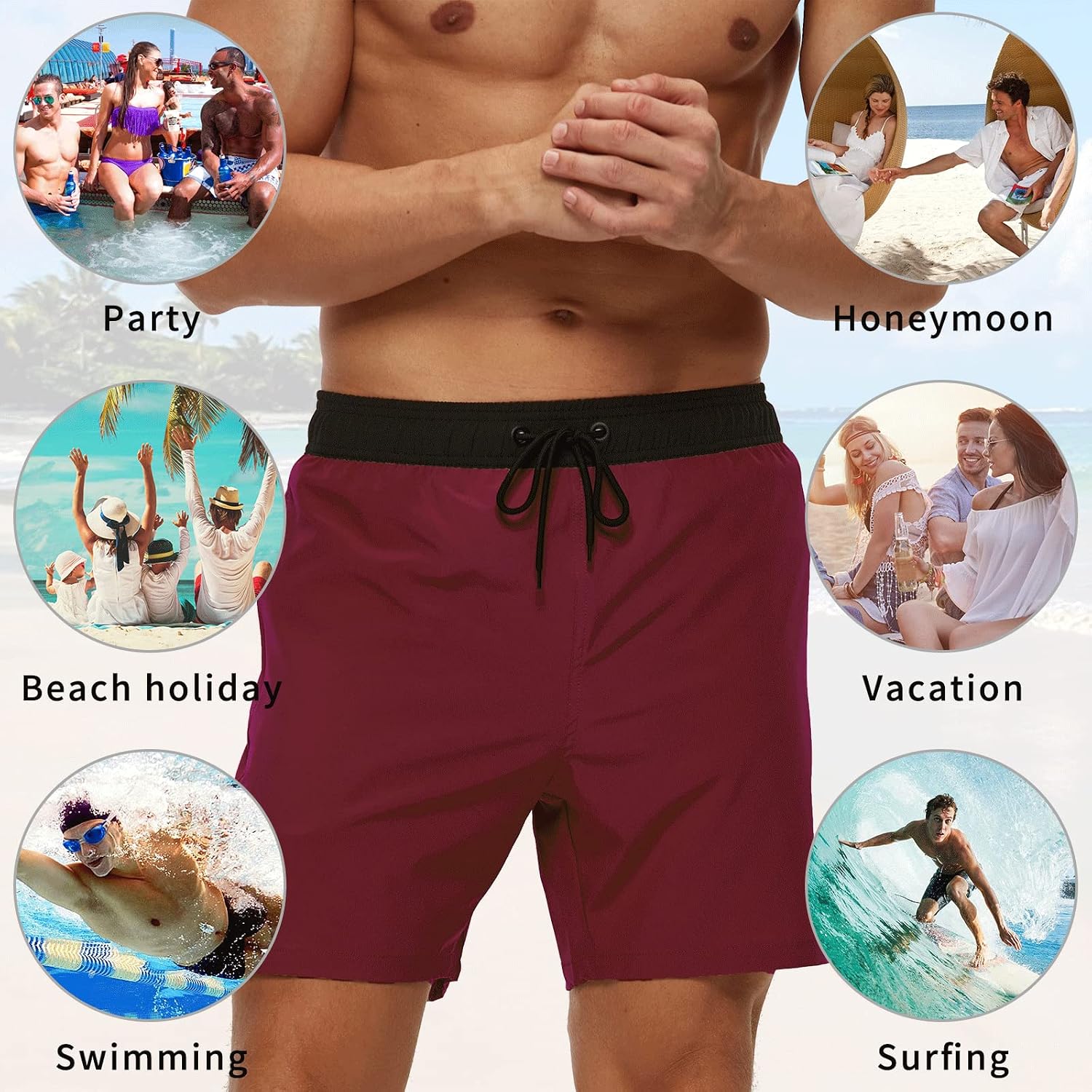 Detalle 2 de Aisprts maillot de bain homme short extensible à poches zippées