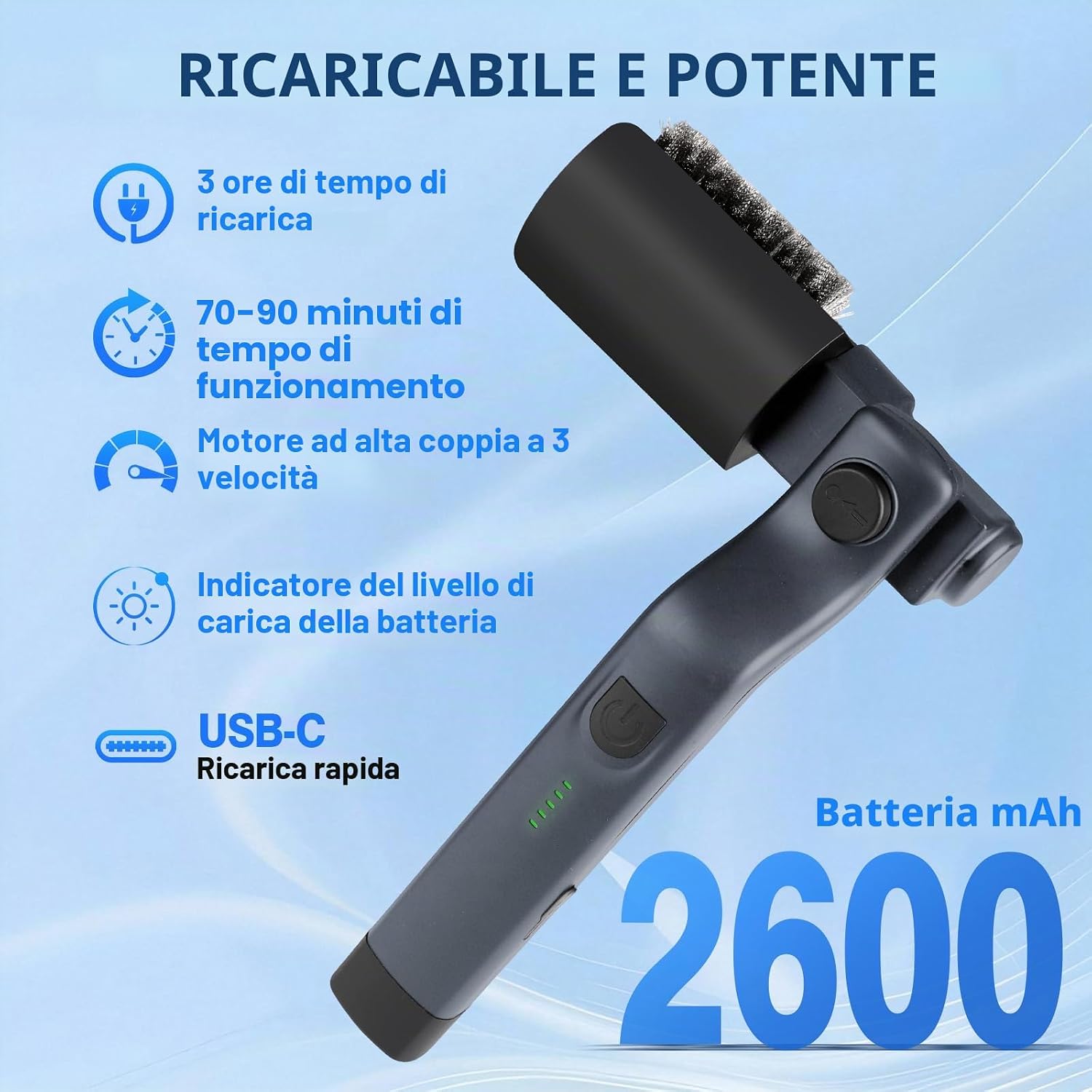 Thumbnail 5 de Spazzola per griglia elettrica aggiornata: pulizia senza fili, testa in acciaio inox e angolo regolabile