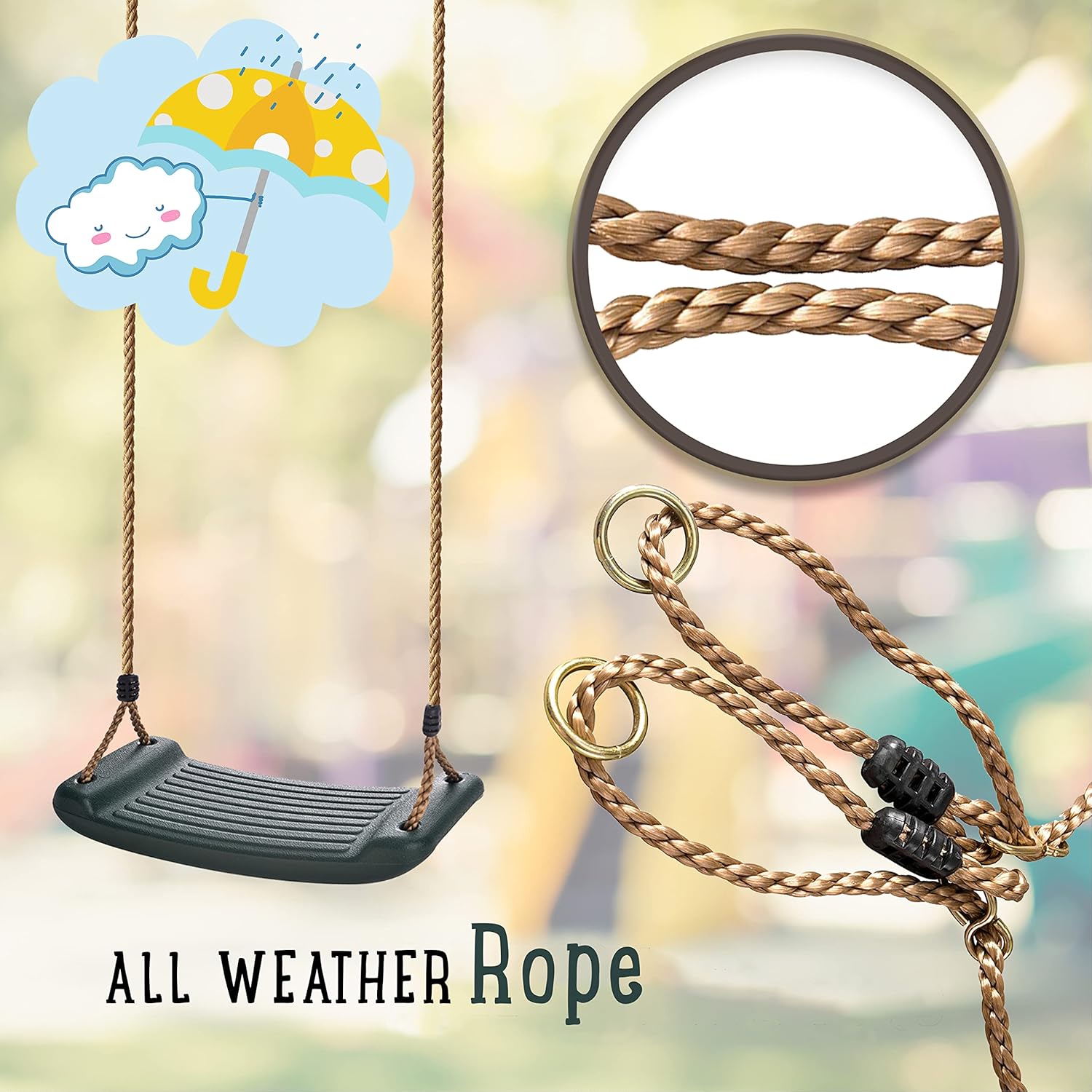 Detalle de Jaques of London Tree Swing Seat – Kids Swing Seat Replacement | Complete Tree Swing Kit