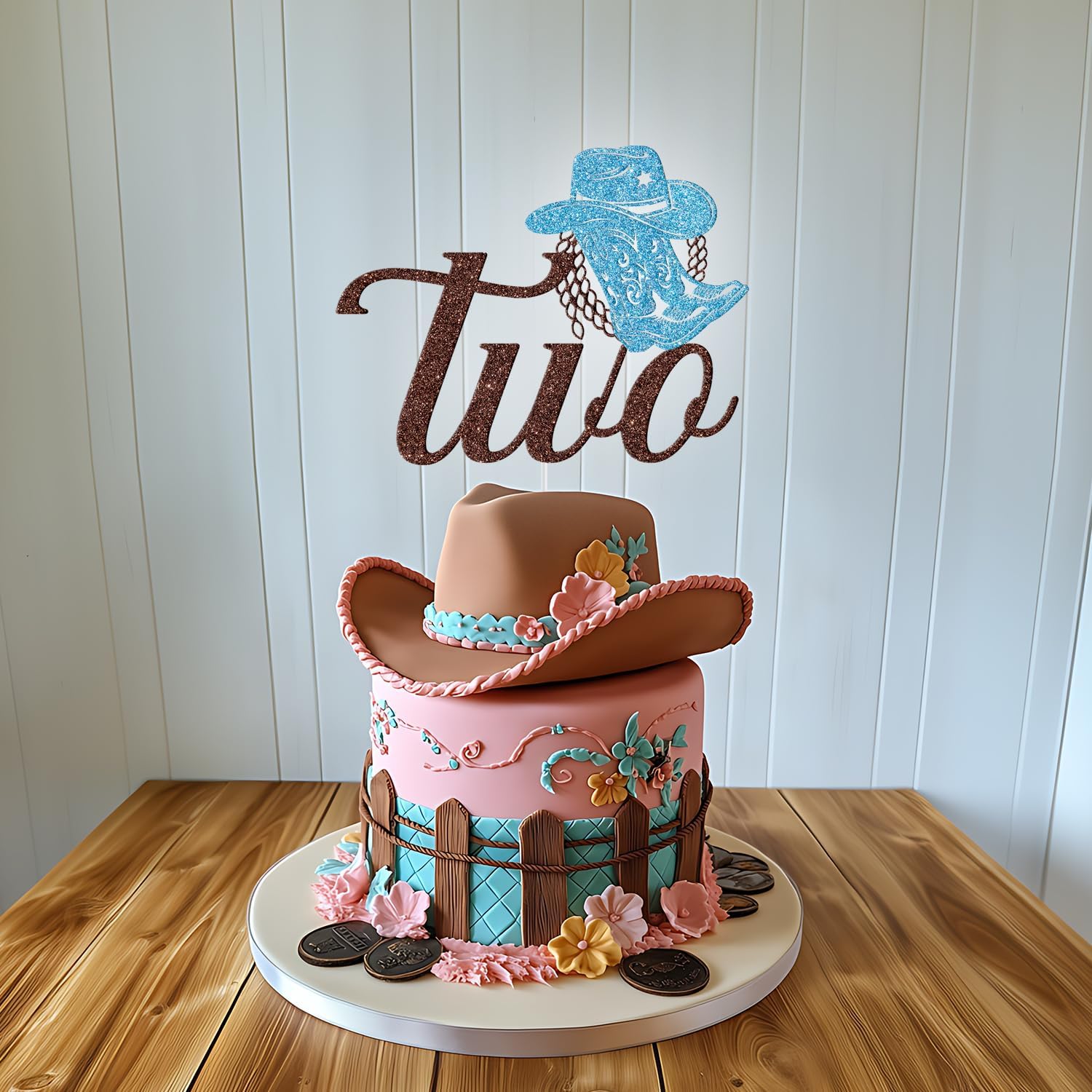 Detalle de Cowboy Two Cake Topper, 5.9 x 4.4 Inches