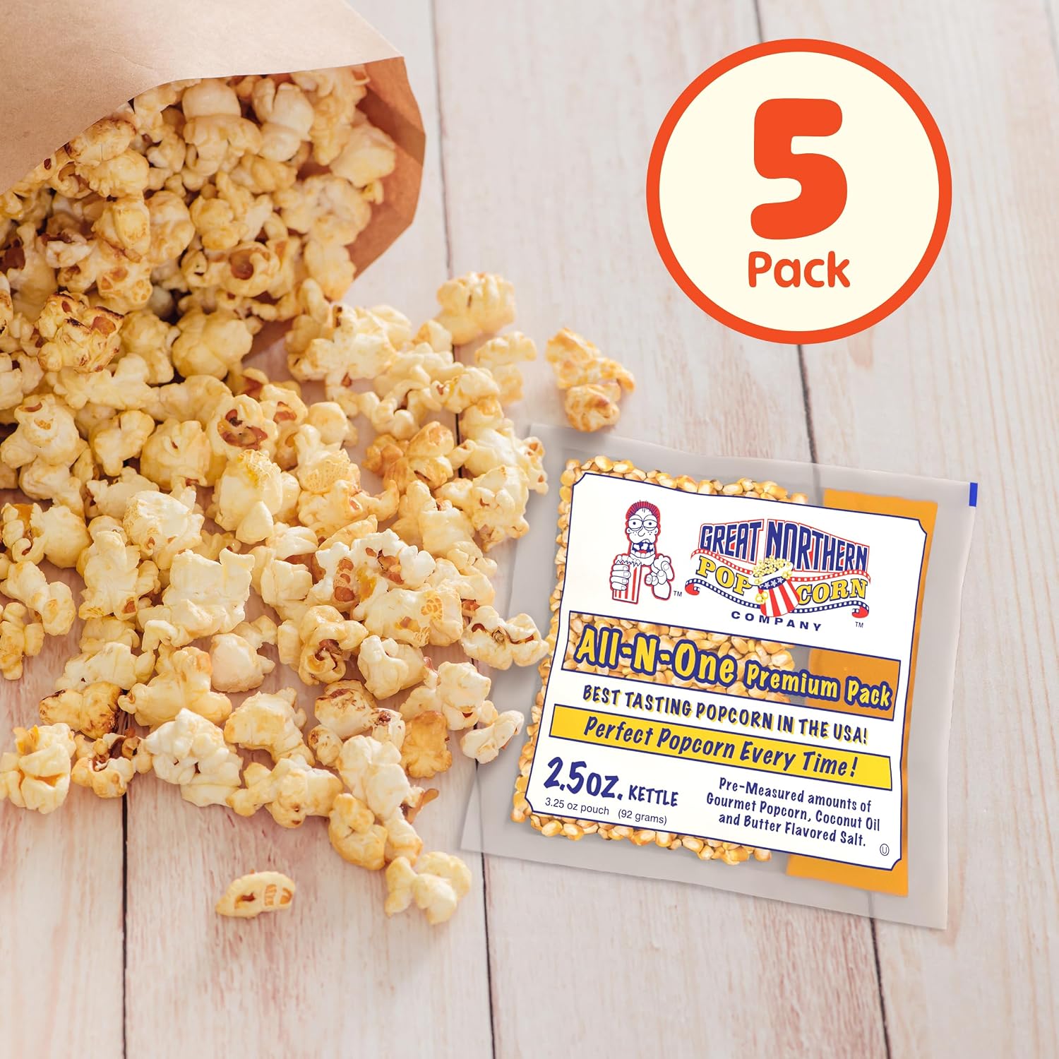 Detalle 1 de Great Northern Popcorn 83-DT6226-IMP 2.5 oz Movie Theater Popcorn Packs, 5-Count