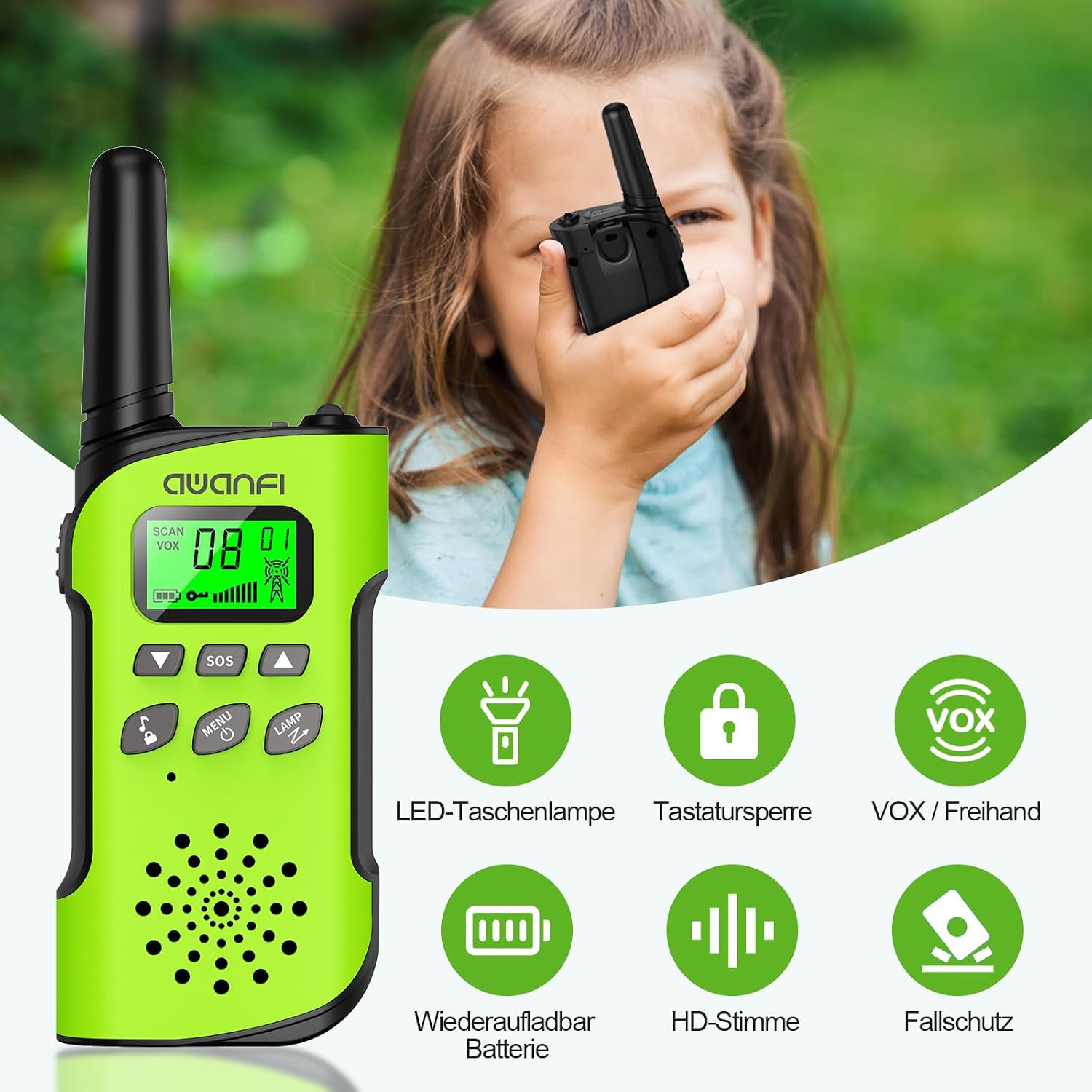 Thumbnail 3 de AWANFI Walkie Talkie Kinder 3 km Reichweite