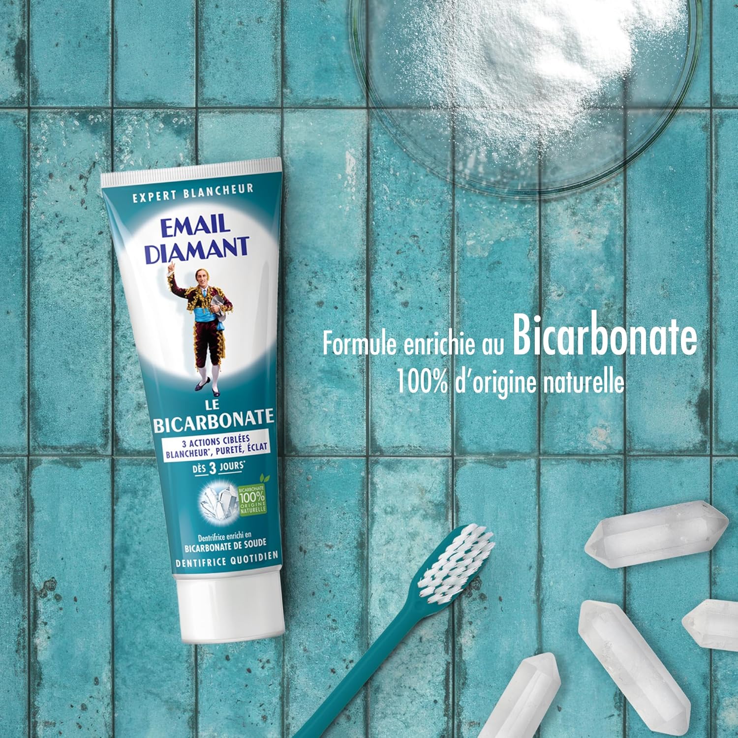Detalle de Email Diamant Bicarbonate – Dentifrice Blancheur, Purité et Éclat – Lot de 2 tubes 75 ml