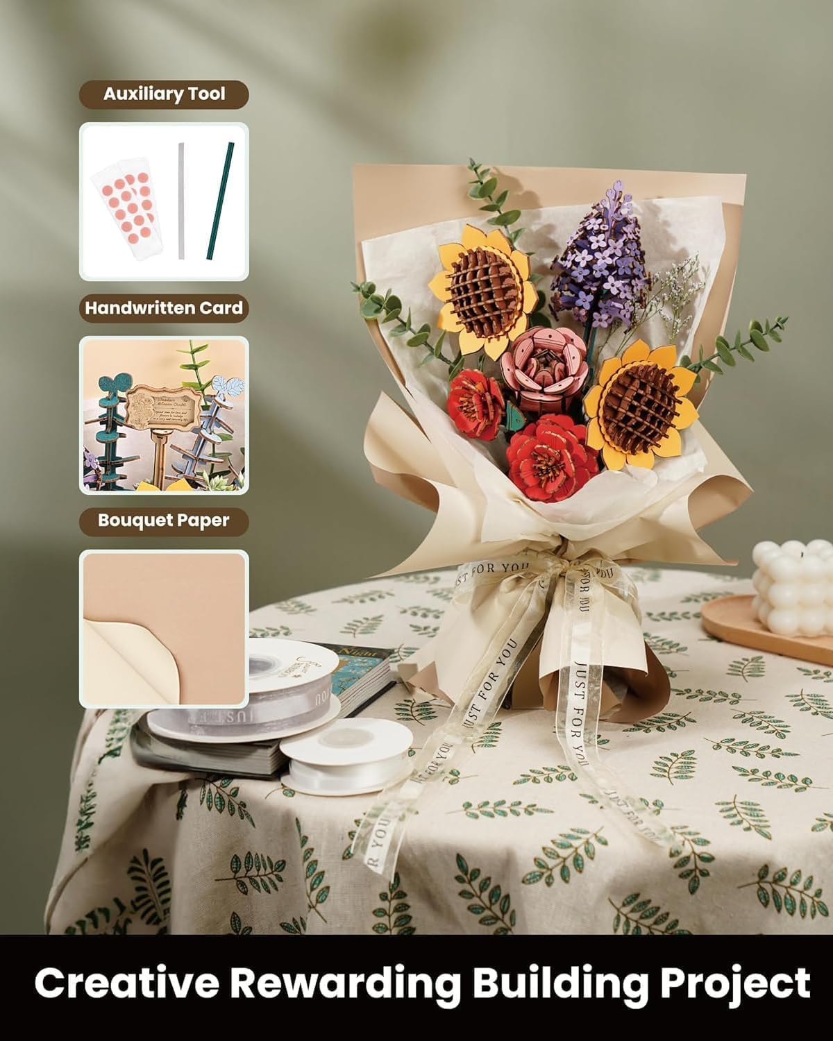 Detalle 2 de ROBOTIME Flowers TW01H 3D puzzle kit