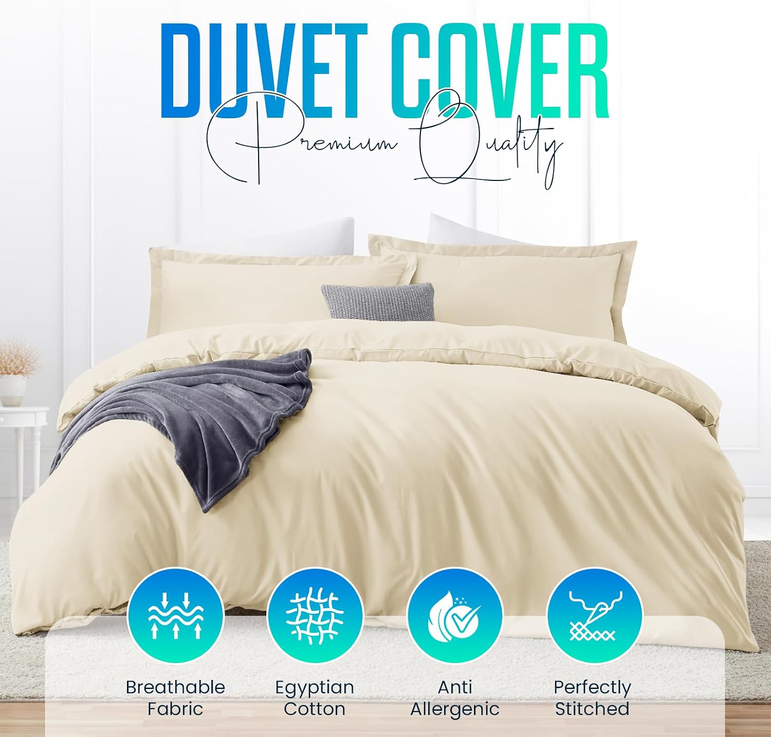 Detalle de Linens World 200 Thread Count Egyptian Cotton Duvet Cover Set (Double)