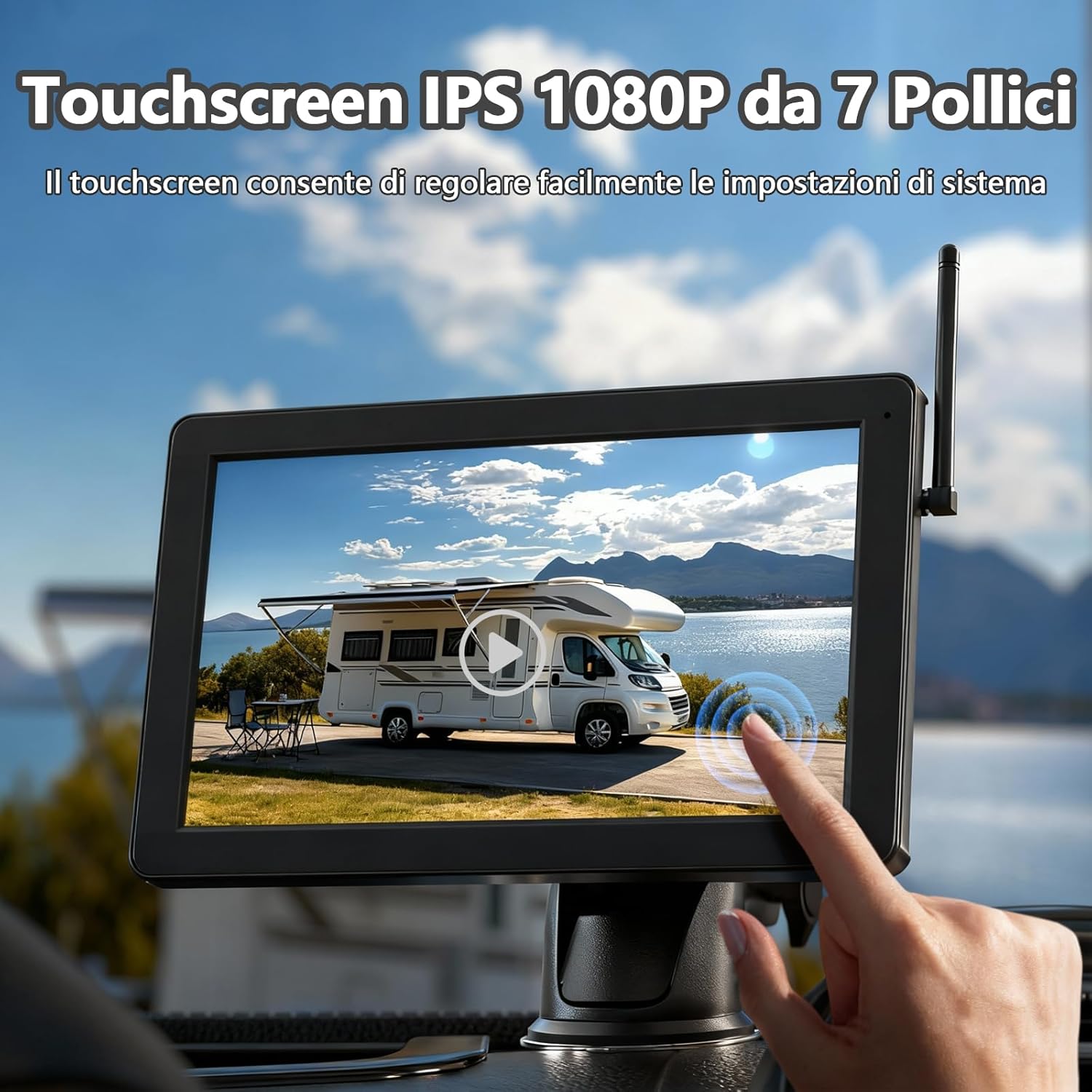 Thumbnail 2 de VASTEND VS-7C Telecamera solare retromarcia wireless magnetica con monitor 7" 1080P e visione notturna