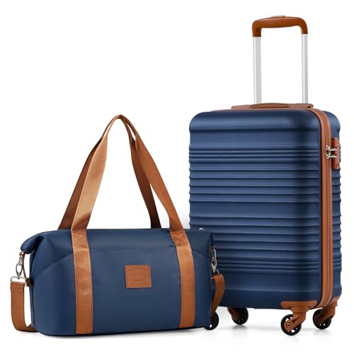 Detalle de COOLIFE 55×35×20 Cabin Suitcase + 40x25x20cm Ryanair Cabin Bag – UK-Standard Set