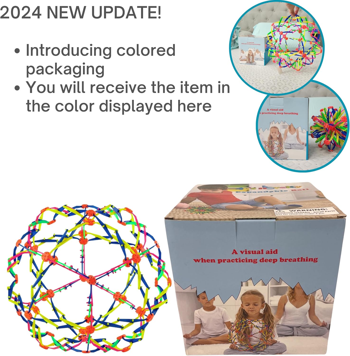 Detalle de 4E’s Novelty Expandable Breathing Ball Sphere (Expands 6 to 12") — Breathing Visual Fidget Toy for Kids & Adults